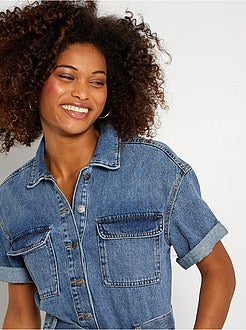 Macacão-calção de ganga de conceção ecológica - Kiabi