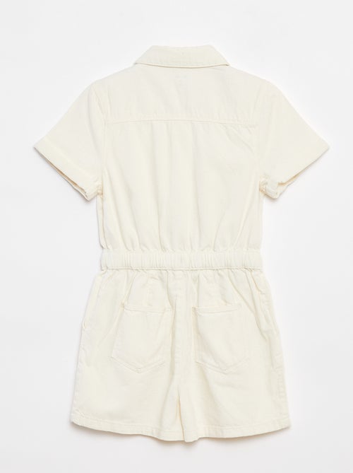 Macacão-calção de ganga de manga curta - Kiabi