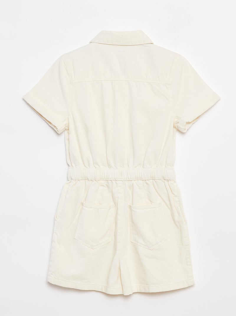 Macacão-calção de ganga de manga curta Branco - Kiabi