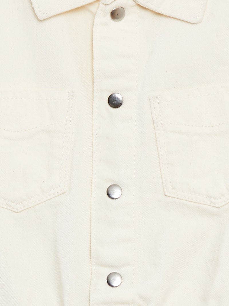 Macacão-calção de ganga de manga curta Branco - Kiabi