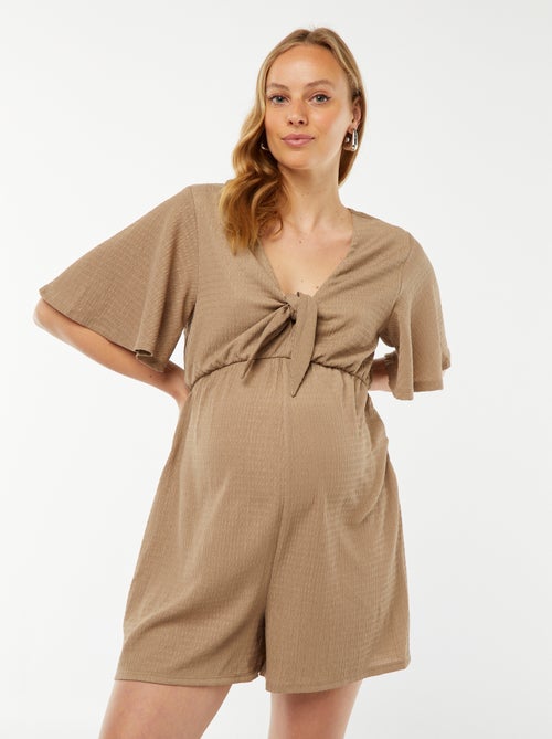 Macacão-calção de grávida em malha gofrada - Kiabi