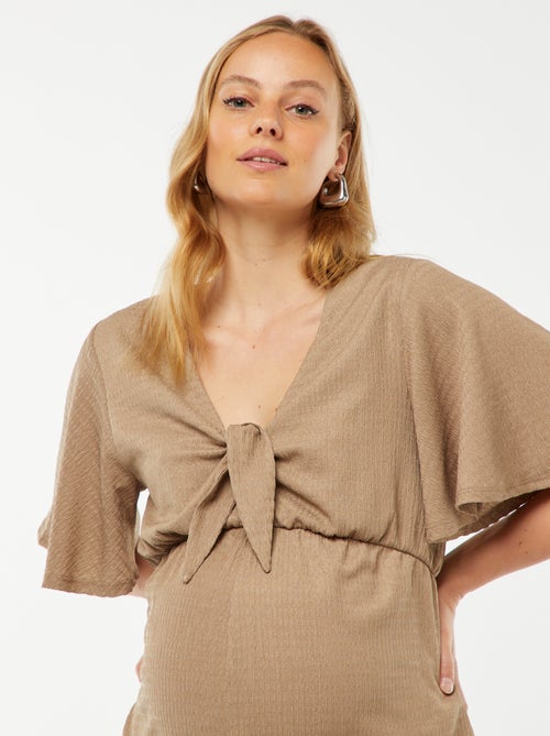 Macacão-calção de grávida em malha gofrada - Kiabi