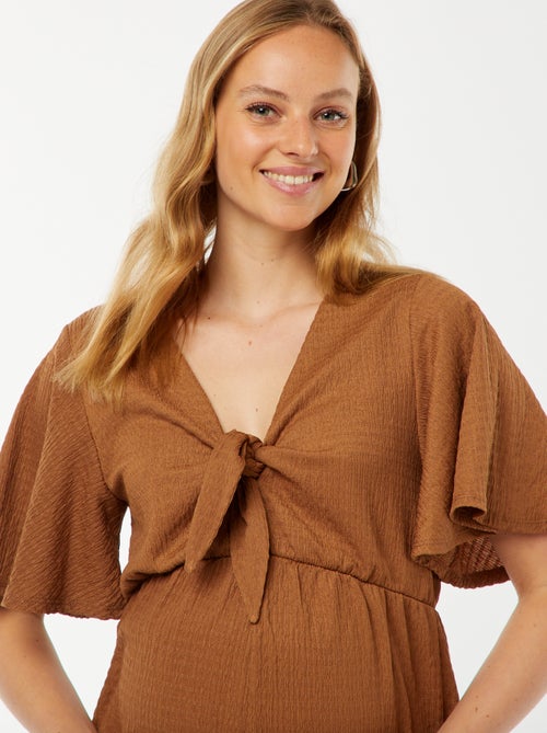 Macacão-calção de grávida em malha gofrada - Kiabi