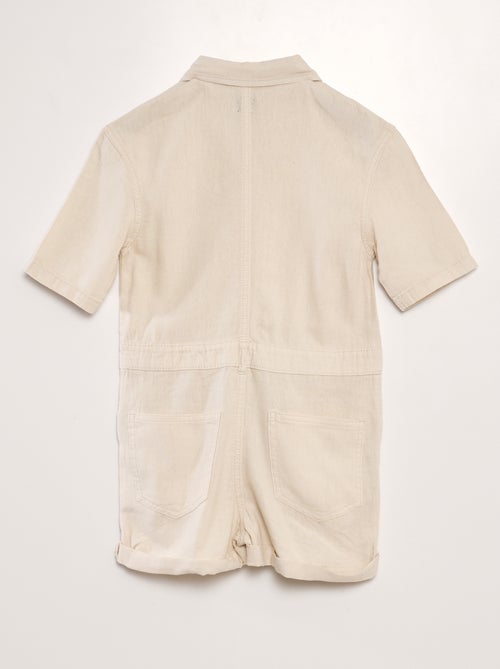 Macacão-calção de linho misturado de manga curta - Unissexo - Kiabi