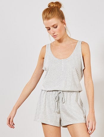 Macacão-calção de noite em puro algodão - Kiabi