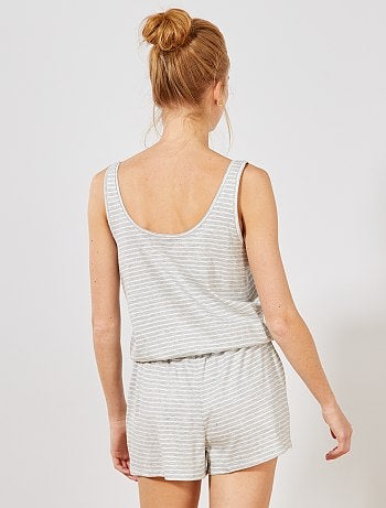 Macacão-calção de noite em puro algodão - Kiabi