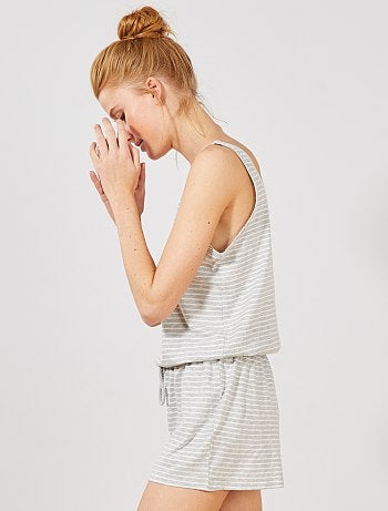 Macacão-calção de noite em puro algodão - Kiabi