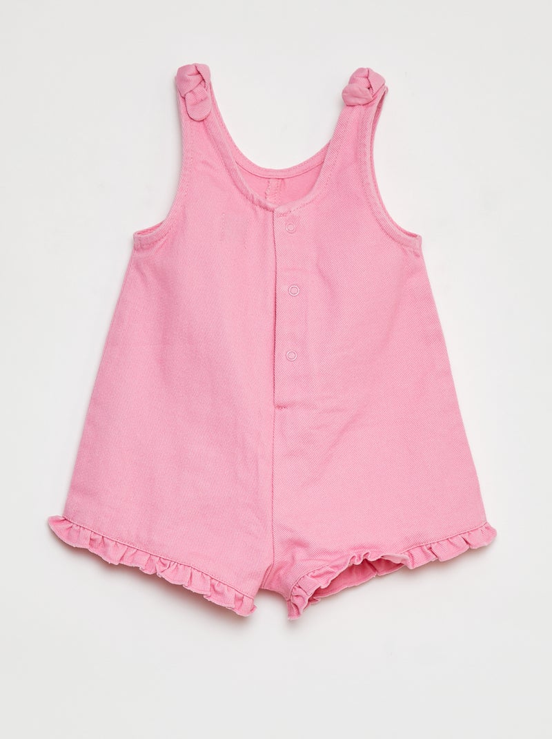 Macacão-calção de sarja Rosa - Kiabi