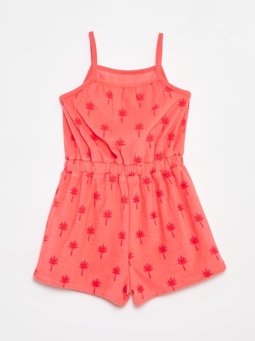 Macacão-calção em felpa com alças finas - Kiabi