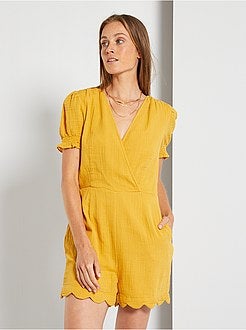 Macacão-calção em gaze de algodão de conceção ecológica - Kiabi