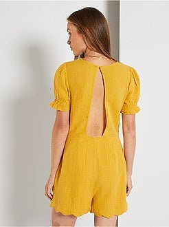 Macacão-calção em gaze de algodão de conceção ecológica - Kiabi