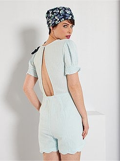 Macacão-calção em gaze de algodão de conceção ecológica - Kiabi