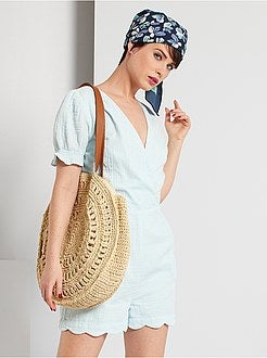 Macacão-calção em gaze de algodão de conceção ecológica - Kiabi