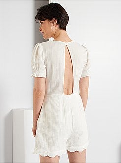 Macacão-calção em gaze de algodão de conceção ecológica - Kiabi