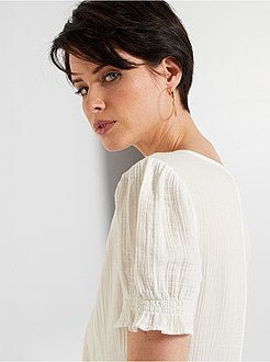 Macacão-calção em gaze de algodão de conceção ecológica - Kiabi