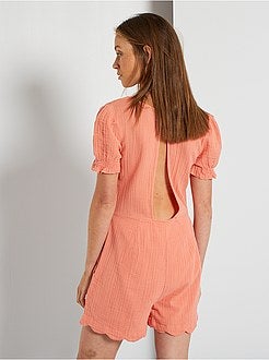 Macacão-calção em gaze de algodão de conceção ecológica - Kiabi