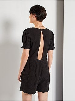 Macacão-calção em gaze de algodão de conceção ecológica - Kiabi