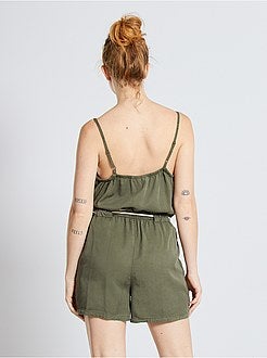 Macacão-calção em malha Tencel + cinto cordão - Kiabi