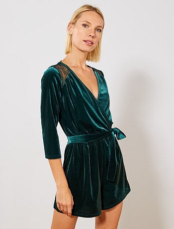 Macacão-calção em veludo - Kiabi