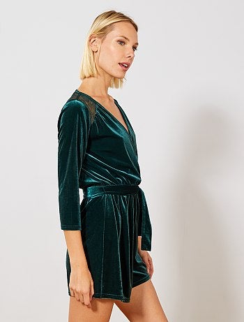 Macacão-calção em veludo - Kiabi