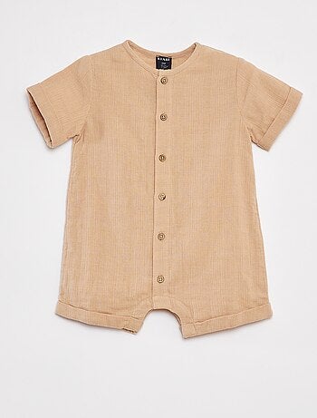 Macacão-calção em voile de algodão