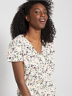 Macacão-calção estampado - Kiabi