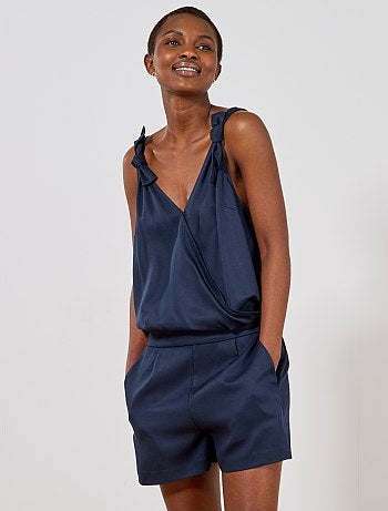 Macacão-calção soltinho de trespasse - Kiabi