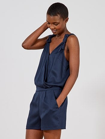 Macacão-calção soltinho de trespasse - Kiabi