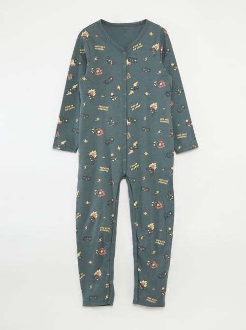 Macacão com aberturas de botões de pressão - coleção fácil de vestir - Kiabi Macacão com aberturas de botões de pressão - coleção fácil de vestir - Kiabi