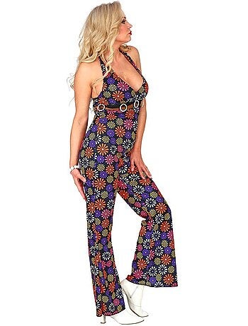 Macacão com estampa floral estilo anos 70