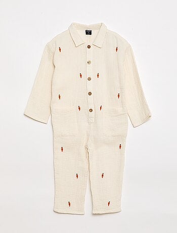 Macacão com padrão integral em algodão