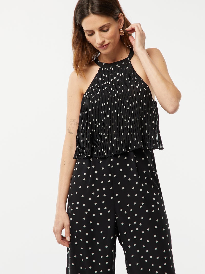 Macacão com parte de cima plissada e cava americana BRANCO - Kiabi