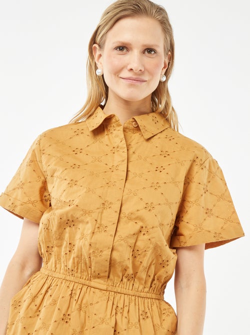 Macacão comprido bordado - Kiabi