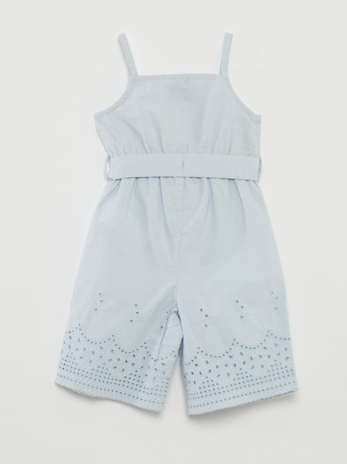 Macacão comprido com alças com bordados na base - Kiabi