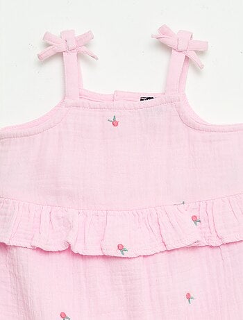 Macacão comprido com alças em popelina de algodão