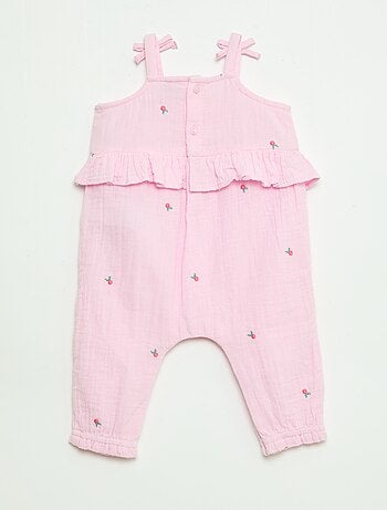 Macacão comprido com alças em popelina de algodão