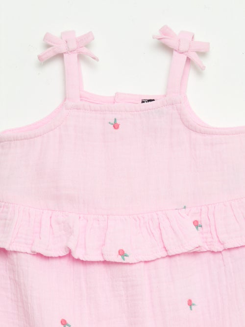 Macacão comprido com alças em popelina de algodão - Kiabi