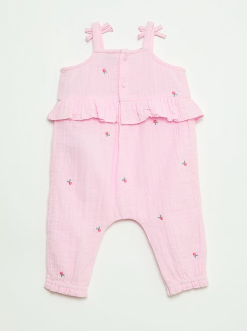 Macacão comprido com alças em popelina de algodão - Kiabi