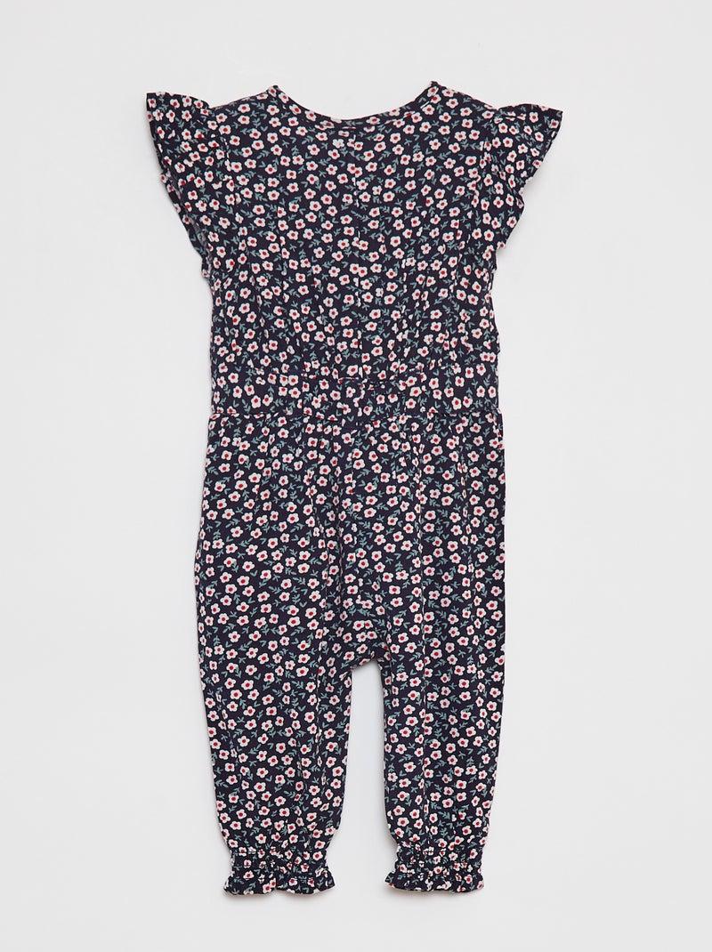 Macacão comprido com cinto AZUL - Kiabi