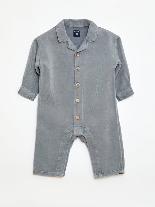 Macacão comprido com gola de camisa relax fit - Kiabi