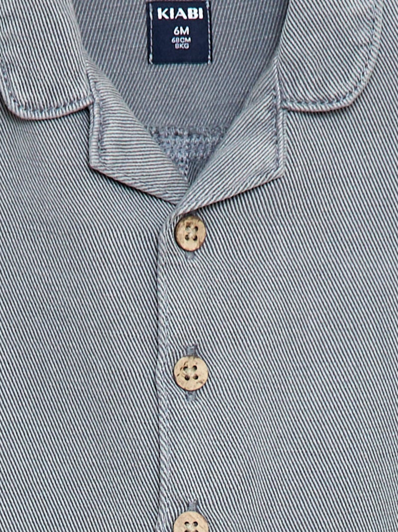 Macacão comprido com gola de camisa relax fit Azul - Kiabi