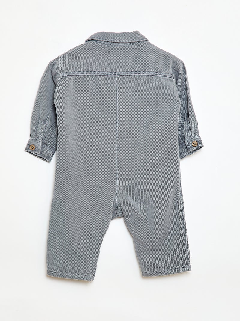 Macacão comprido com gola de camisa relax fit Azul - Kiabi