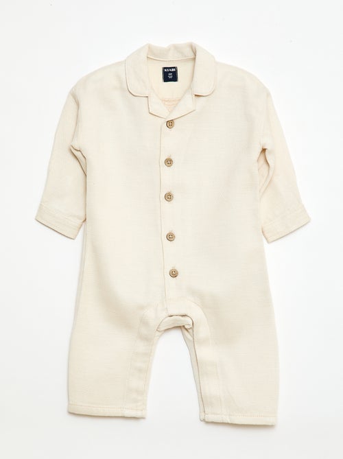 Macacão comprido com gola de camisa relax fit - Kiabi