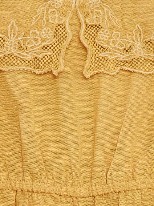 Macacão comprido com gola de fantasia e cinto - Kiabi