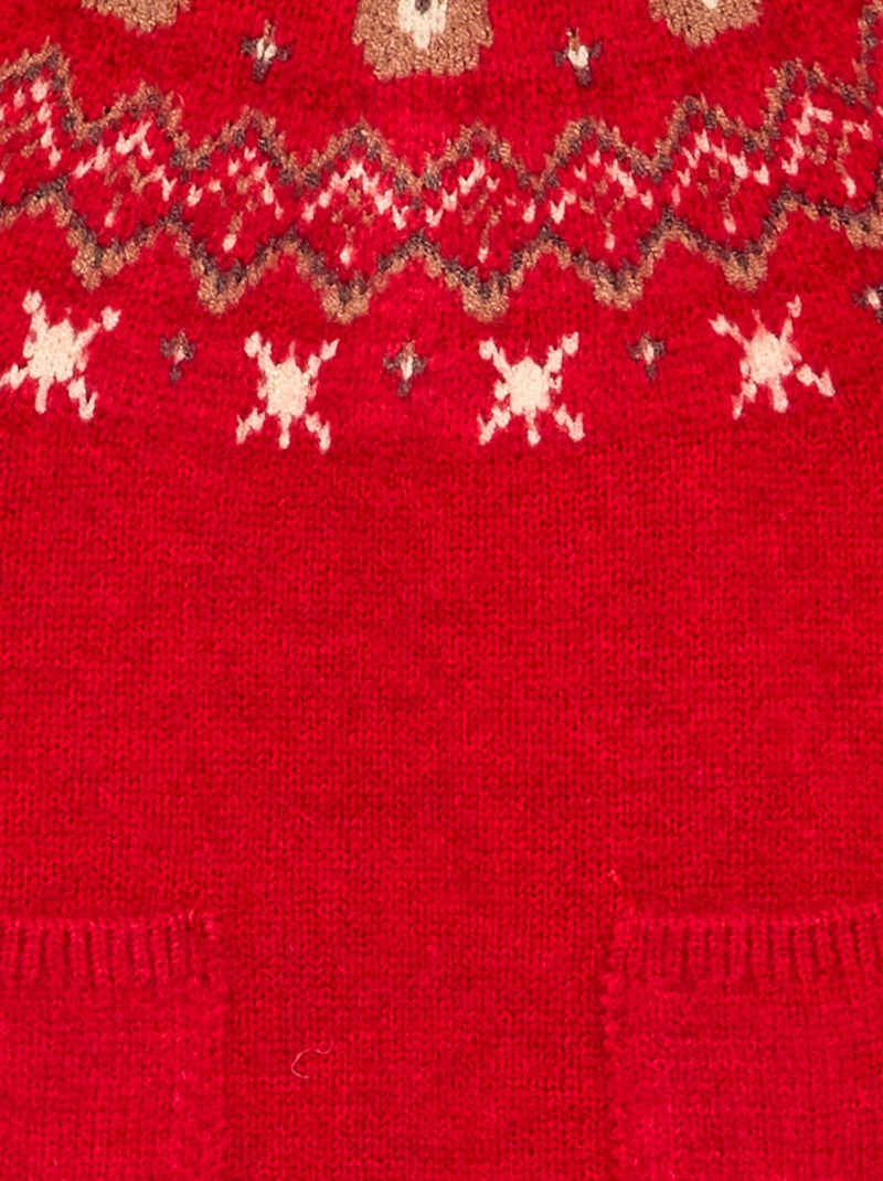 Macacão comprido de Natal em malha jacquard Vermelho - Kiabi