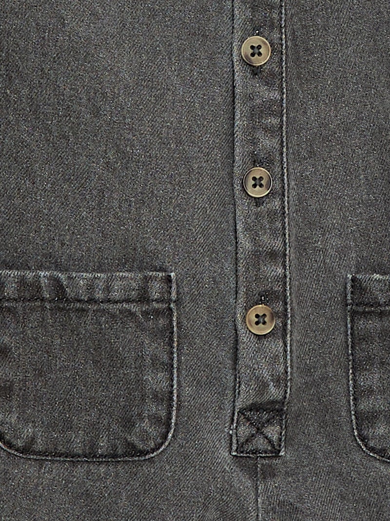 Macacão comprido em ganga com abertura de botões Cinza - Kiabi