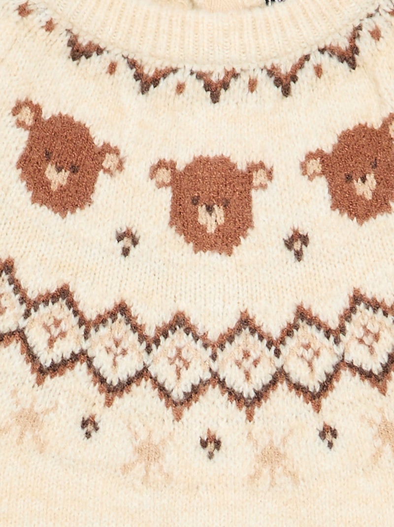 Macacão comprido em malha jacquard Bege - Kiabi