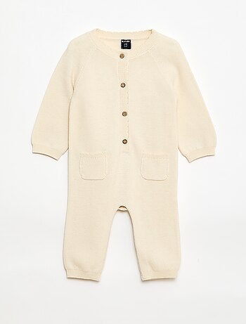 Macacão comprido em malha ponto musgo