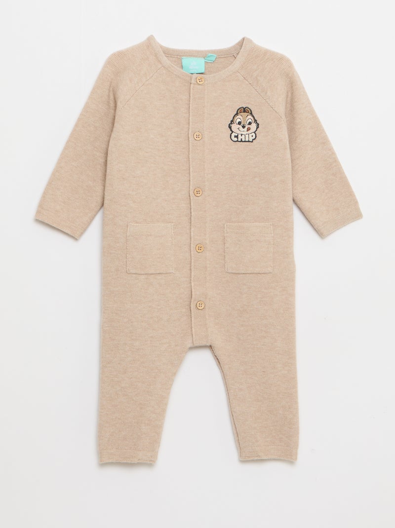 Macacão comprido em malha 'Tico e Teco' 'Disney' Castanho - Kiabi