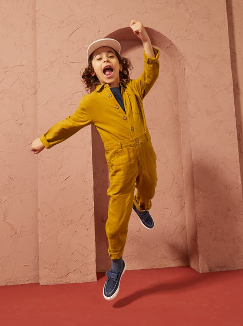 Macacão comprido em mistura de linho - Unissexo - Kiabi